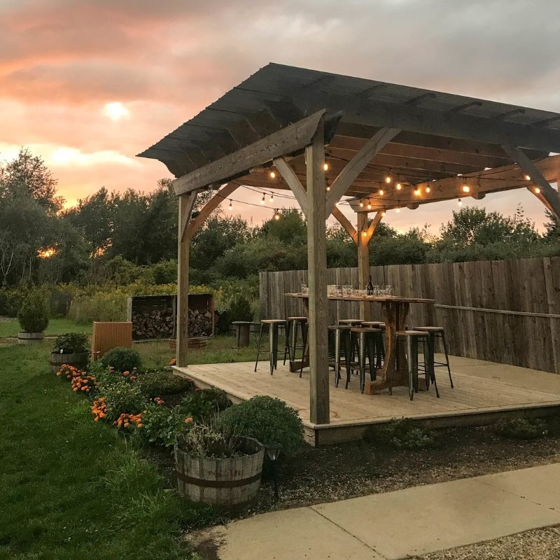 Gazebo in backyard sunset