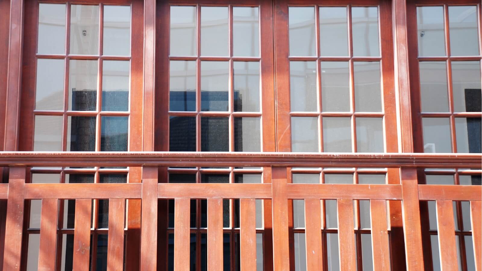 Wooden window frames from the outside