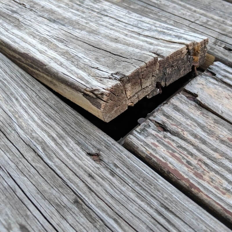deck board that is out of place deck board that is out of place